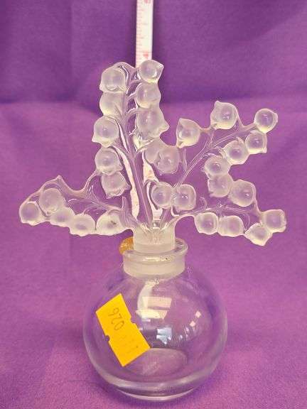 Lalique Perfume Flask Bottle Lilly of the Valley Signed image