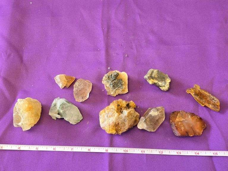 Crystals Amber Misc Lot Fluorite Golds 17 Oz image