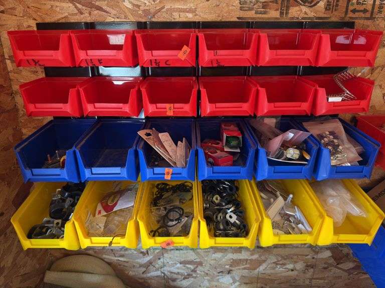 Assorted conduit, clamps, electrical clamps, see pins, LED lights and wall picture hangers image