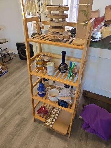 Oak 4 Teir Display Shelf (Contents Not Included) image