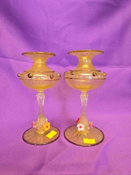 Antique Murano Candle Holder Pair c. 1890 image