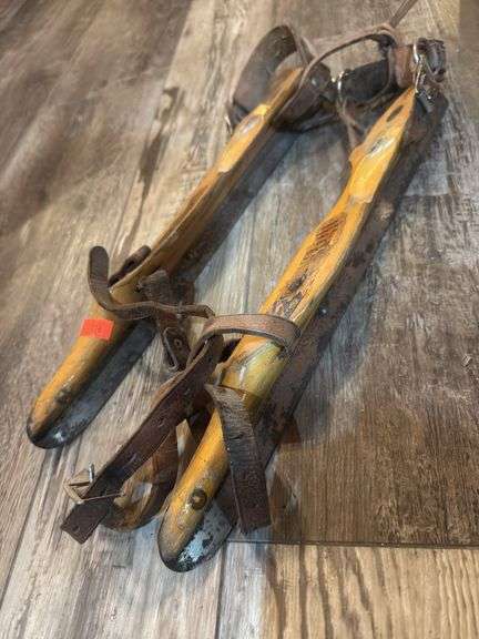 Antique wooden ice skates image