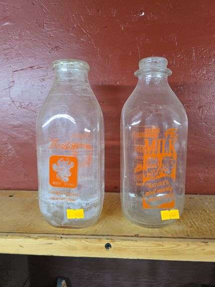 2 Glass Quart Milk Jugs image