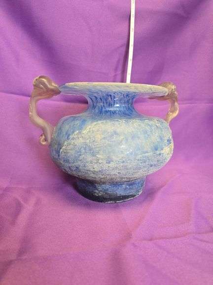 Vintage 2 tone Glass Italian Scavo vase image