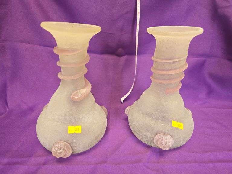 Pair of Murano Art Glass Vases Scavo image