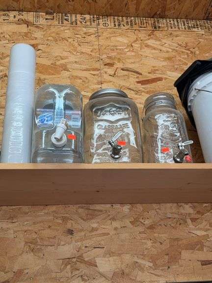 Glass drain dispensers, mason jars style image