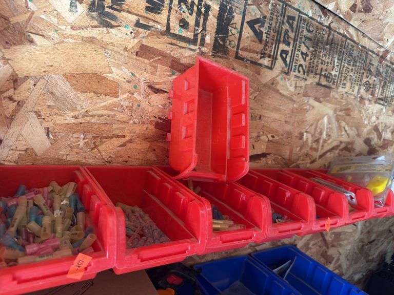 Assorted electrical connectors and fuses and storage bin system image