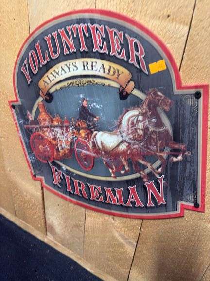 Volunteer fireman tin sign image