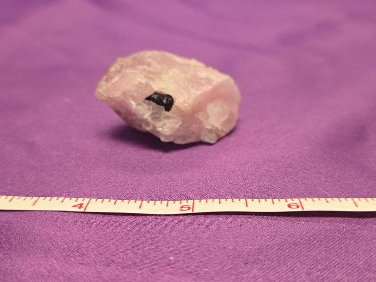 Terminated Rose Quartz with Black Tourmaline Rough image