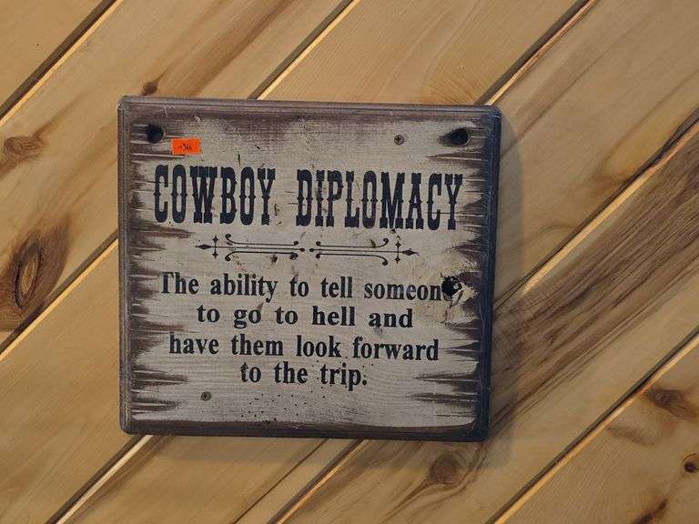 "Cowboy Diplomacy" Wooden Sign image