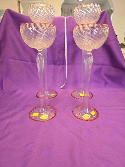 Signed Murano Vintage Abigail's candle holder 4 pc set image