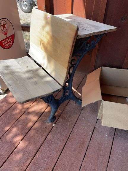 Antique school desk, drill, bits image