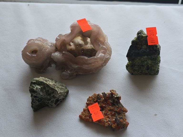 Pink chalcedony cup garnets and perodote basalt Rocks lot see pics 1 Lb. image