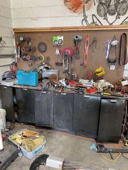 Large metal cabinet with pegboard back (Contents Not Included) image