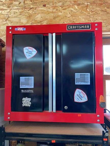 Craftsman metal cabinet. Attached to wall. Bring your own tools for removal. image