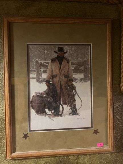Bama Cowboy holding Saddle Picture image