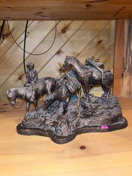 Phelps Western & Wildlife Art Cowboy leading Horses image