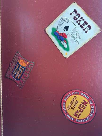 Poker, master lubricant, mopar tin signs image