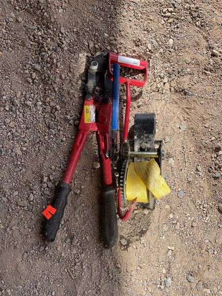 Bolt cutters, hay, hook, and small winch image