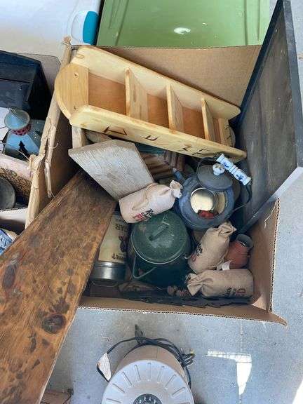 Box of miscellaneous home decor image