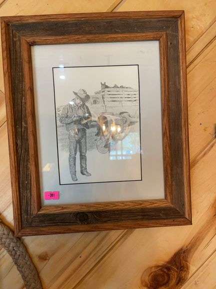 Barnwood framed Cowboy mailbox picture image