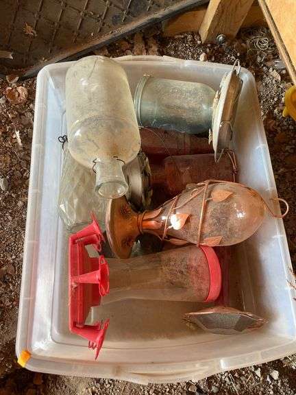 Box of miscellaneous birdfeeders image