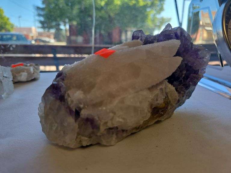 Pink Druse Calcite on Amethyst Large Cabinet Mineral Collectors Specimen4 Lb. 4 Oz. image