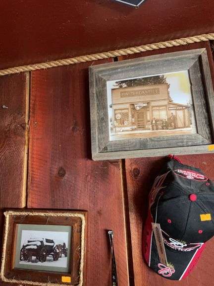 Barnwood framed Mercantile store picture and wagon picture image