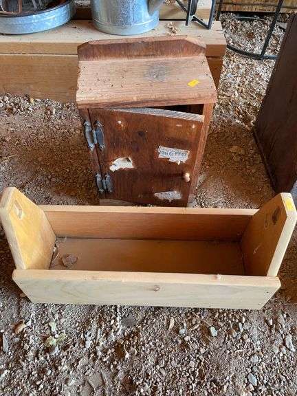 Wooden toolbox and small wooden cabinet image