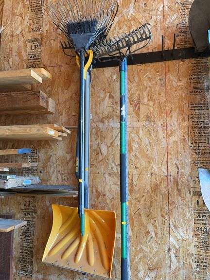 Lot of miscellaneous, rakes, and snow shovel image