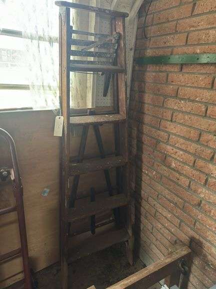 Primitive Wooden Folding Step Ladder image