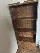 Wood Grain Shelving Unit with Bottom Cabinet