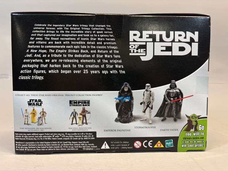 Darth Vader, old mean guy, and Storm trooper action figure