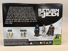 Darth Vader, old mean guy, and Storm trooper action figure