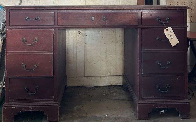 Traditional Style Wood Desk with Drawers image