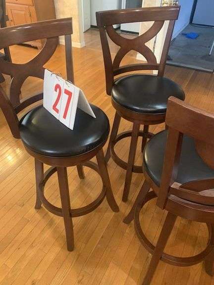 3 wood bar stools image