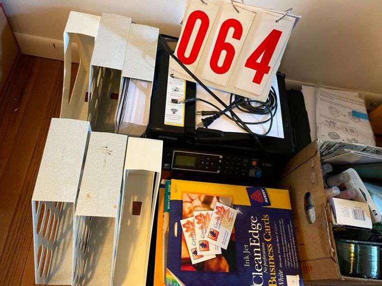 Office Supplies & Equipment Lot: Printer, Business Cards, & More