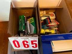 Assorted Office and School Supplies with HP Printer and Filing System
