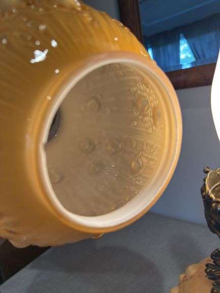 Fenton butterscotch cabbage rose GWTW lamp