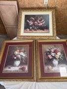5 large framed floral art prints