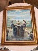 Oil on canvas. 38” tall by 32” wide. Artist Claude Rishell