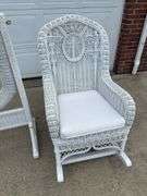 Mirror, rocking chair, magazine rack