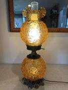 Fenton amber poppy Gone With The Wind lamp. 23" tall GWTW