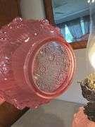 Fenton opaque (not satin) dusty rose cabbage rose Gone With The Wind lamp. 23" tall GWTW