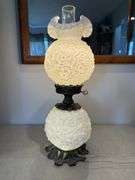Fenton white poppy Gone With The Wind lamp. 23" tall GWTW