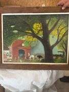 2 framed oil on canvas 1 acrylic on glass