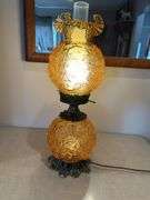 Fenton amber poppy Gone With The Wind lamp. 23" tall GWTW