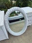 Rattan dresser, mirror and stand