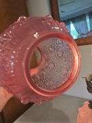 Fenton opaque (not satin) dusty rose cabbage rose Gone With The Wind lamp. 23" tall GWTW