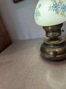 Fenton lamp. Artist signed Nancy Kuhne.
